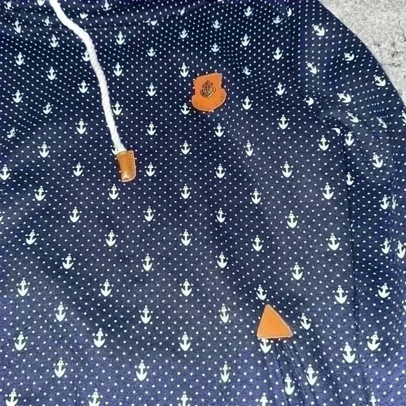 StyleDome Navy Anchor Hoodie size M made to look like wanakome - Picture 2 of 4
